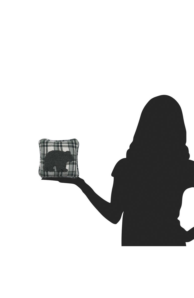 C&F Home Bear Green & White Plaid Hooked Accent Pillow 8" x 8", Alternate, color, Green