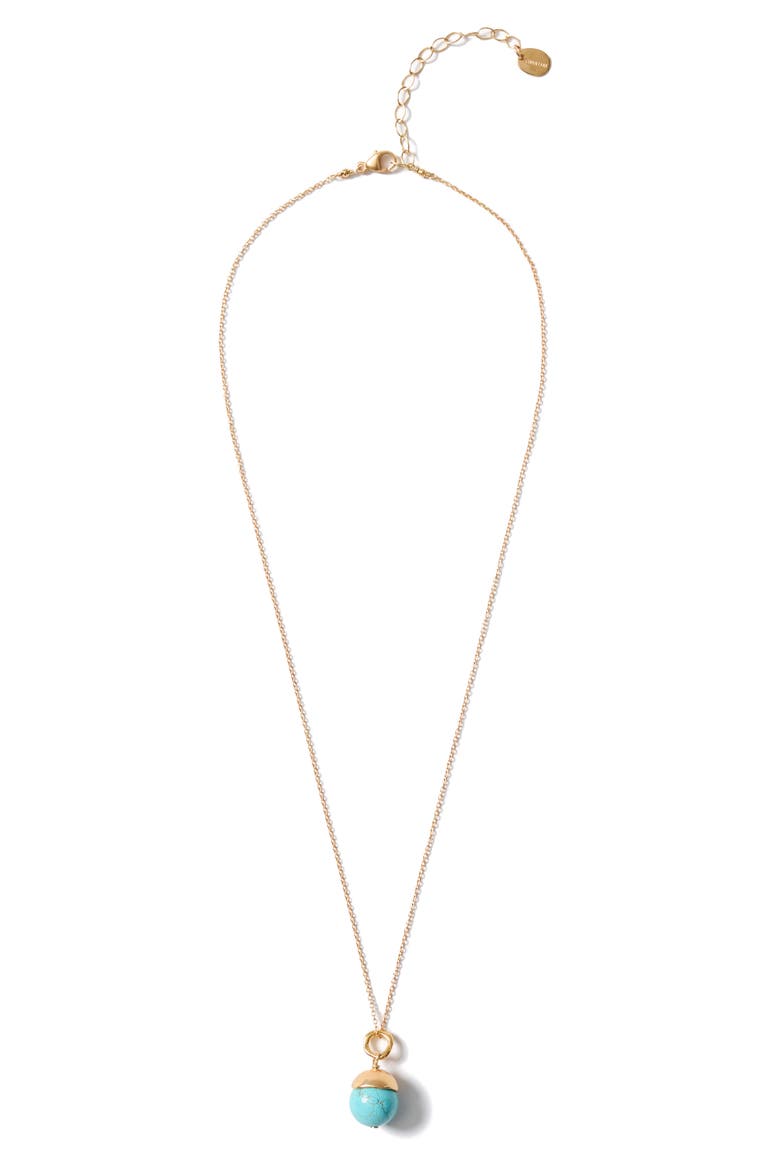 Semiprecious Stone Bell Pendant Necklace, Alternate, color, TURQUOISE