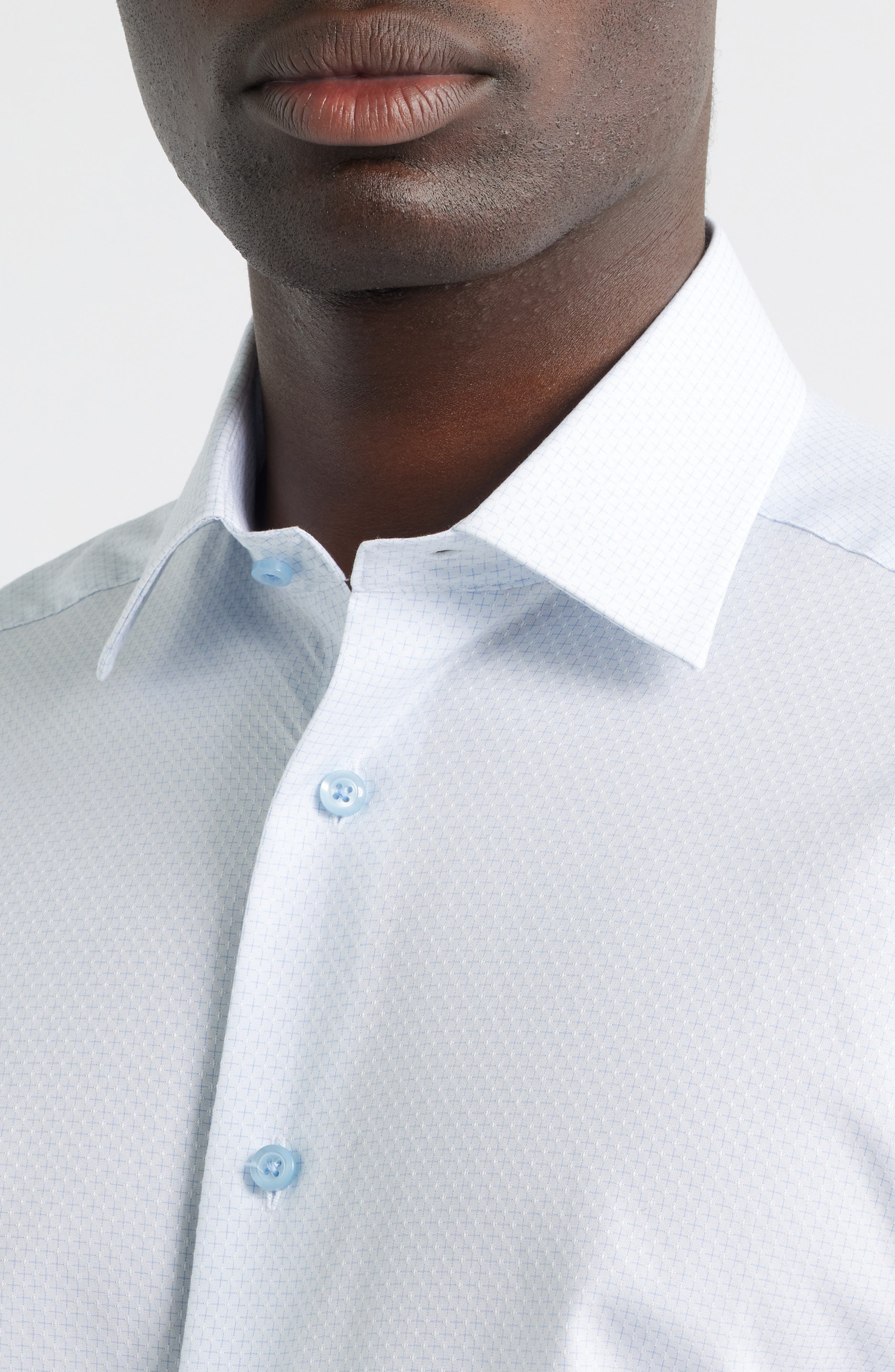 Slim Fit Geometric Pattern Cotton Dobby Dress Shirt - image 2