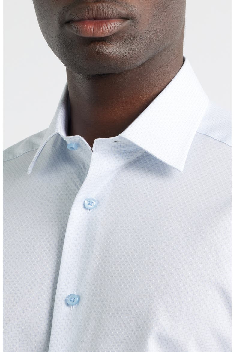 Slim Fit Geometric Pattern Cotton Dobby Dress Shirt, Alternate, color, WHITE/ SKY