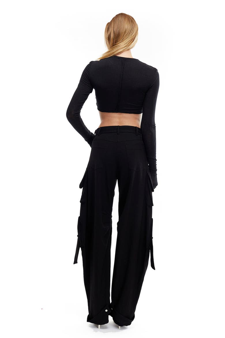 Pepper Long Sleeves Crop Top, Alternate, color, BLACK