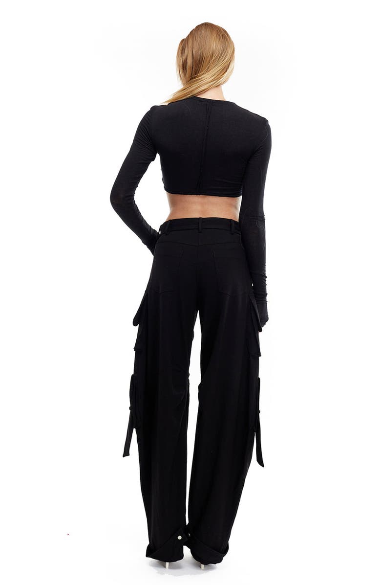 Mother of All Pepper Long Sleeves Crop Top, Alternate, color, Black