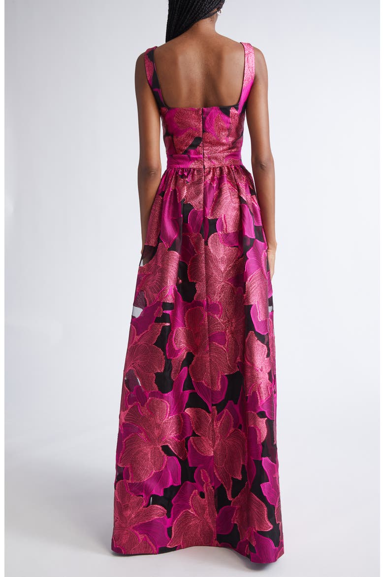 Metallic Jacquard Organza Gown, Alternate, color, HOT PINK