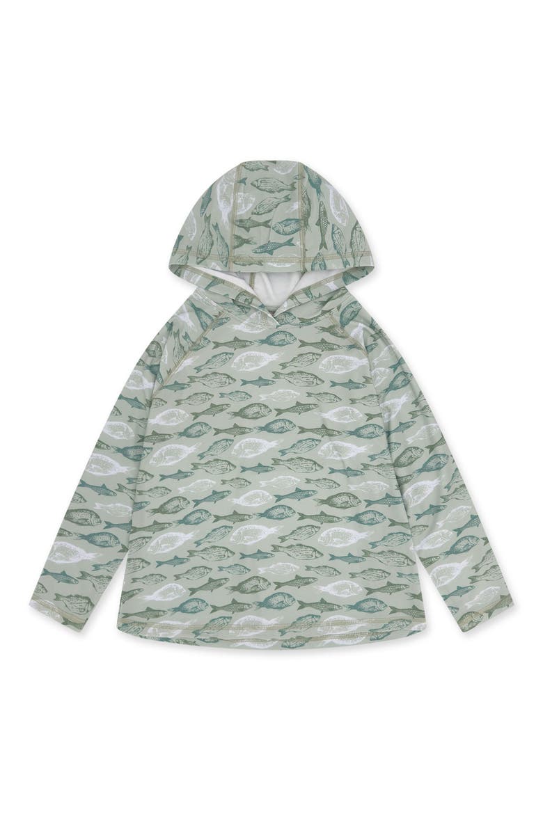 Kids' Reel Deal Tech Fish Print Performance Hoodie, Main, color, SAGE
