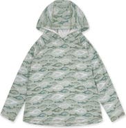 Feather 4 Arrow Kids' Reel Deal Tech Fish Print Performance Hoodie