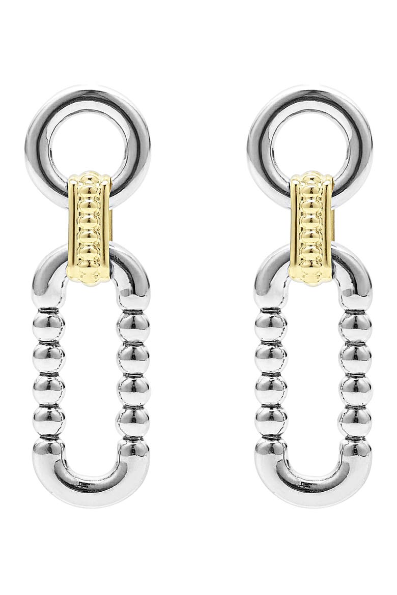Signature Caviar Link Drop Earrings, Alternate, color, SILVER GOLD