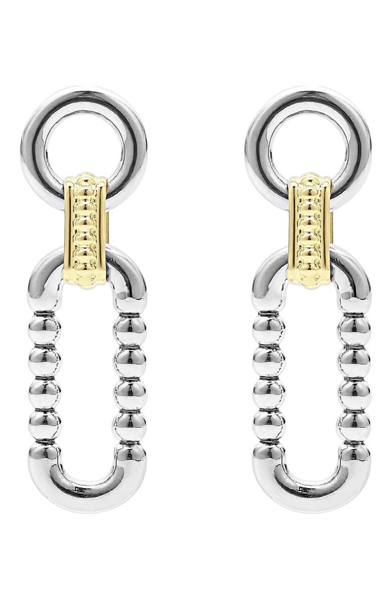 LAGOS Signature Caviar Link Drop Earrings, Alternate, color, Silver Gold