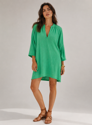 Majestic Filatures Stretch Linen 3/4 Sleeve Tunic Dress