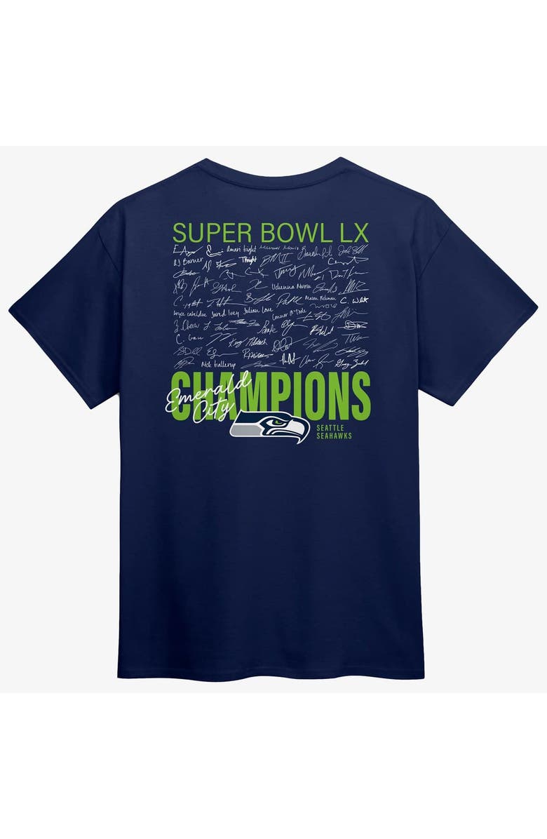 FANATICS Men's Fanatics College Navy Seattle Seahawks Super Bowl LX Champions Autograph Signing Roster T-Shirt, Alternate, color, College Navy