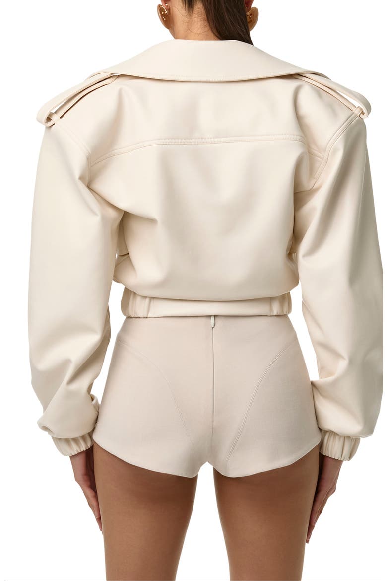 Faux Leather Crop Jacket, Alternate, color, BONE