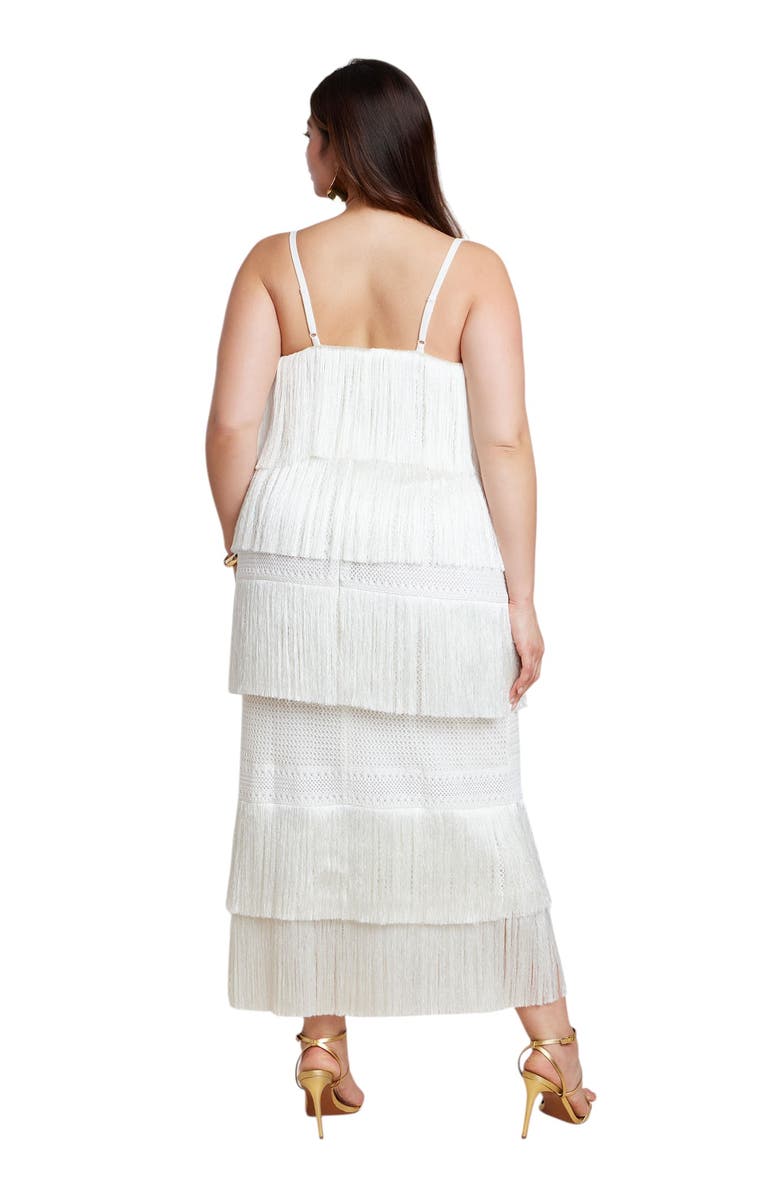 ELOQUII Patbo X Eloquii Fringe Maxi Dress, Alternate, color, Coconut Milk