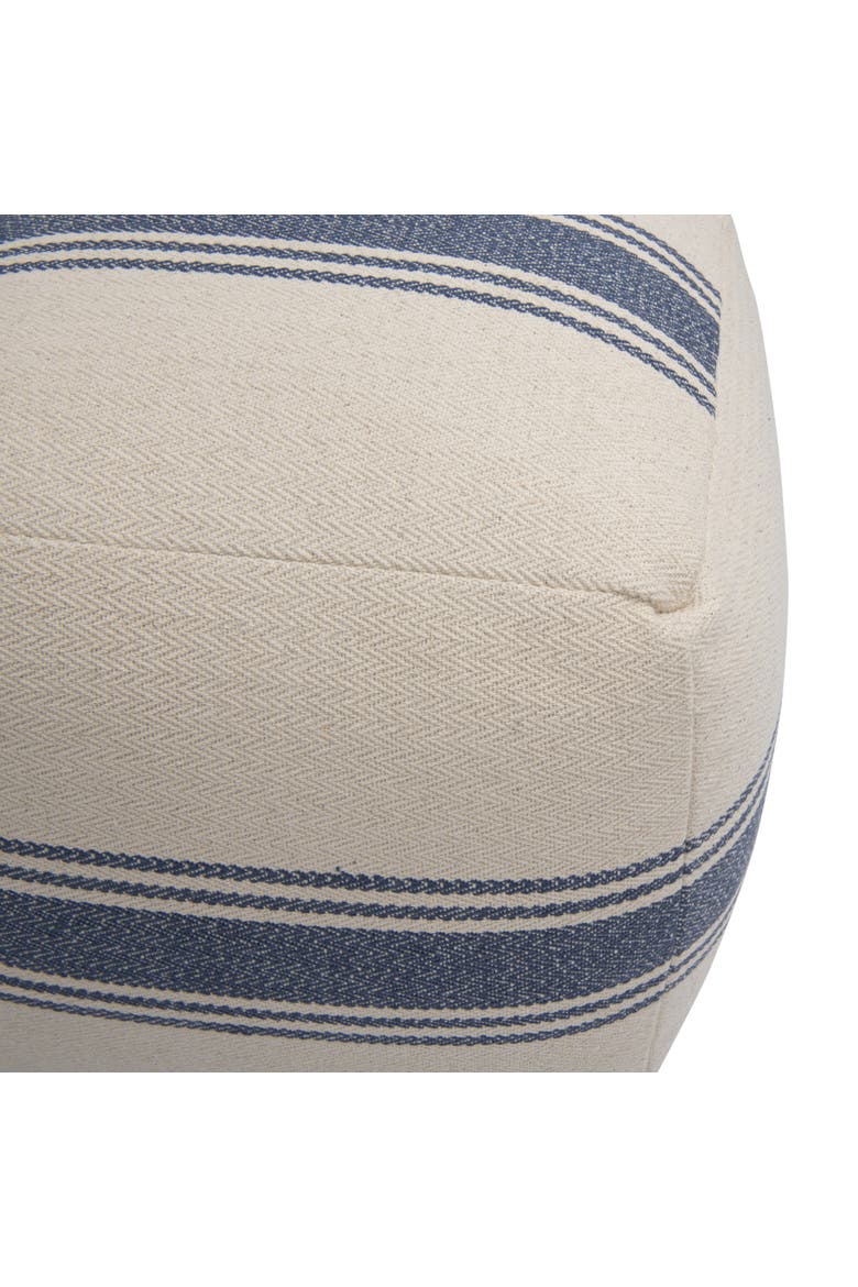 Striped Square Canvas Pouf, Blue, Alternate, color, Blue