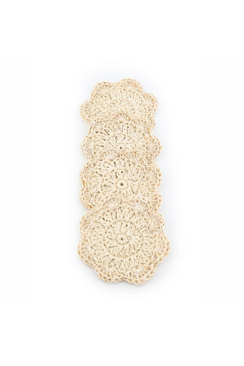 Hand Crocheted Coasters - Verbena  - Set of 4, Alternate, color, Natural