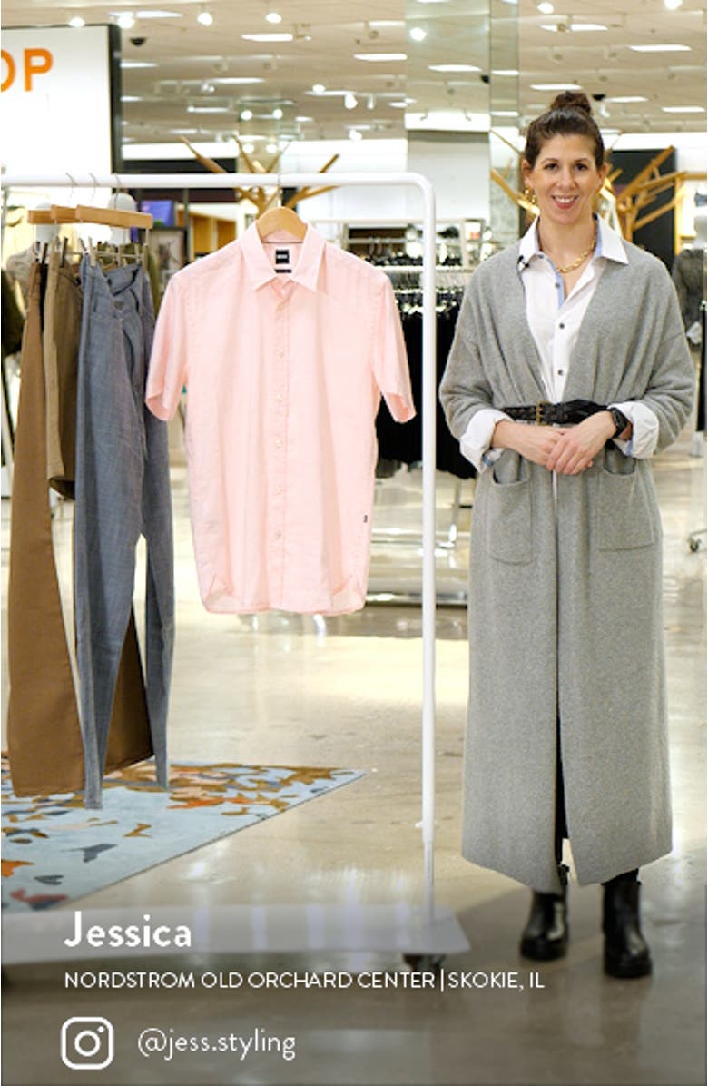 Roger Slim Fit Stretch Linen Blend Button-Up Shirt, sales video thumbnail