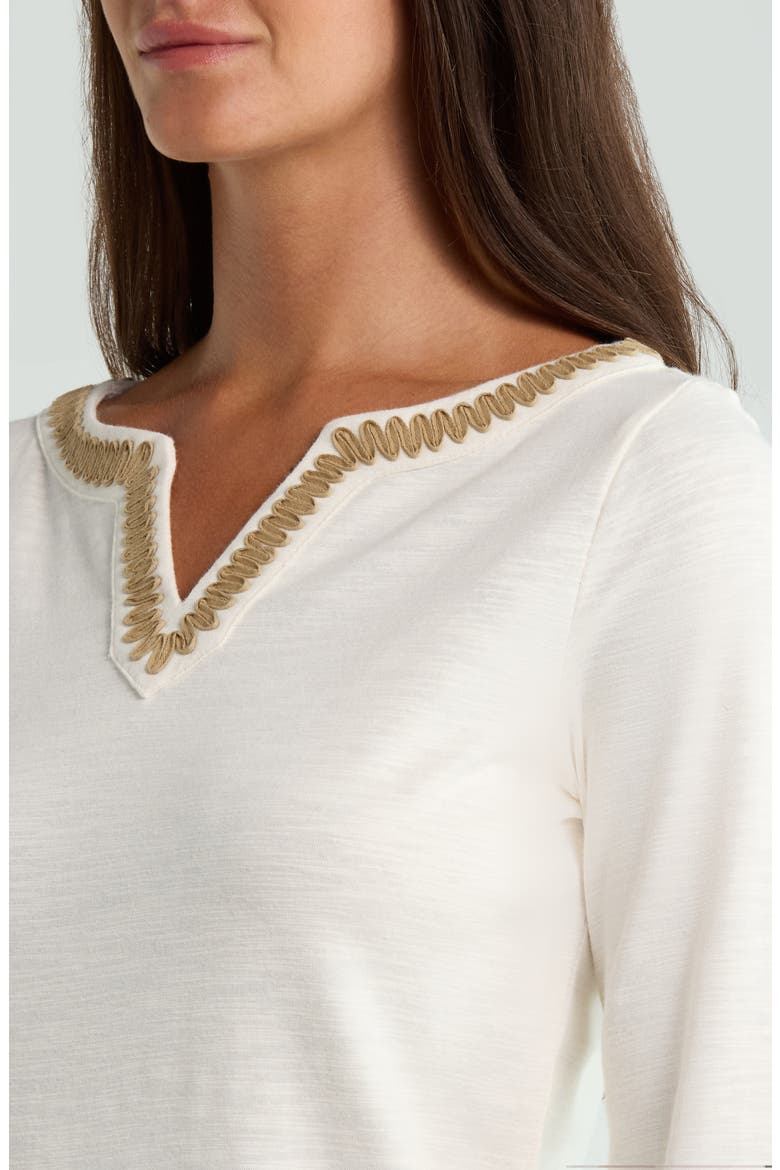 Ashby Isles Soutache Split Neck Top, Alternate, color, COCONUT