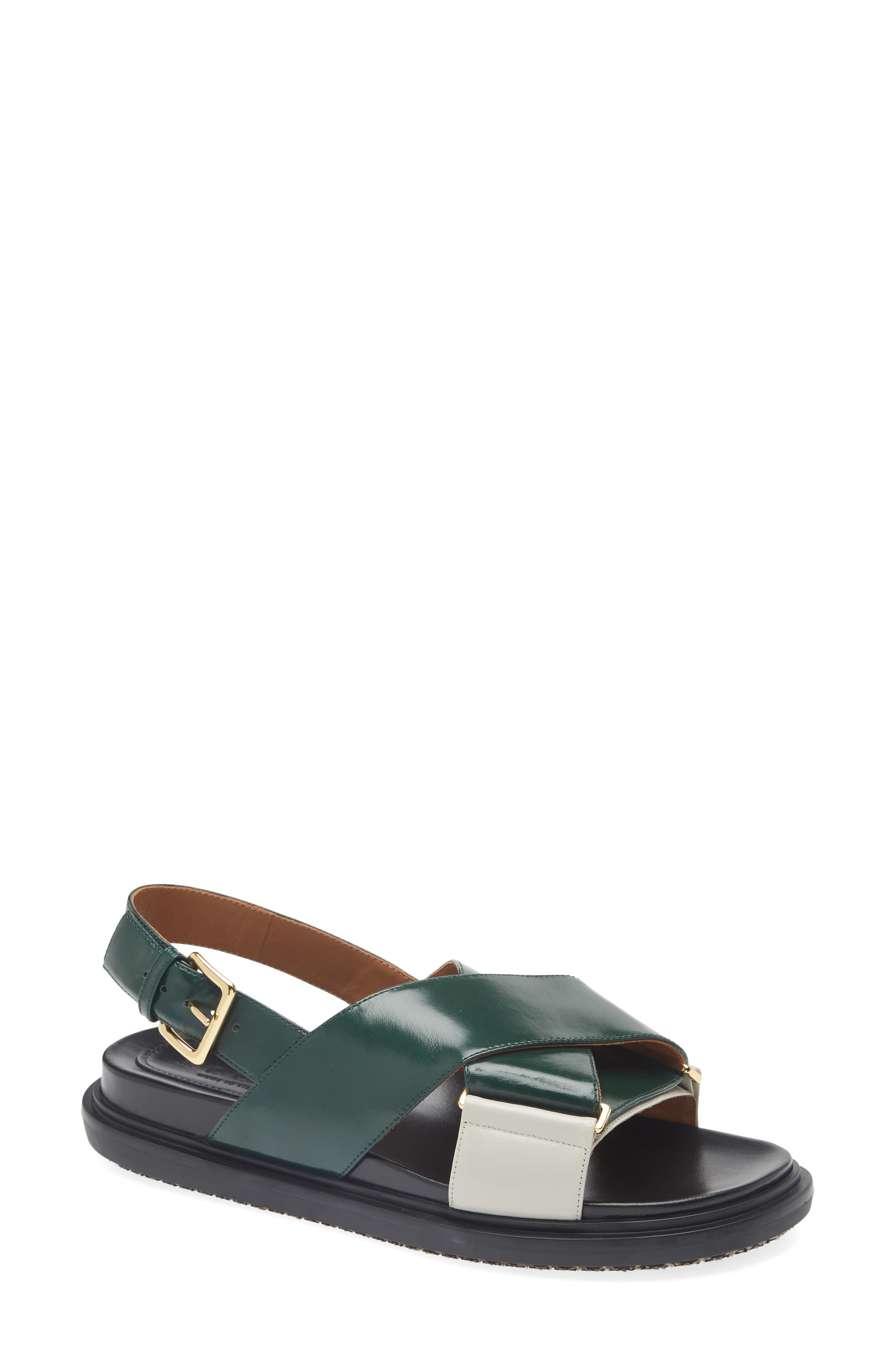 Marni Fussbett Crisscross Sandal, Main, color, Green