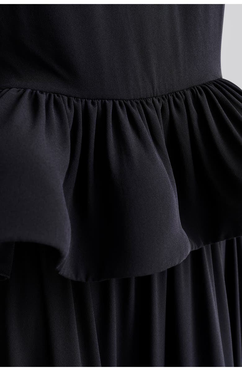 Malina Lune Halterneck Frilled Hem Blouse, Alternate, color, Black