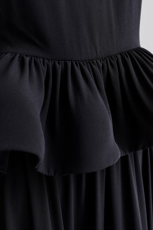 Malina Lune Halterneck Frilled Hem Blouse In Black