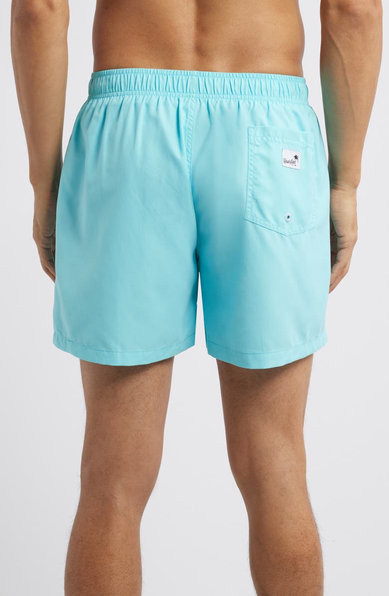 Boardies Bacalar Blue Solid Mid Length Swim Trunks, Alternate, color, Blue