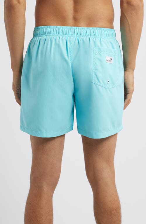 Boardies Bacalar Blue Solid Mid Length Swim Trunks In Blue