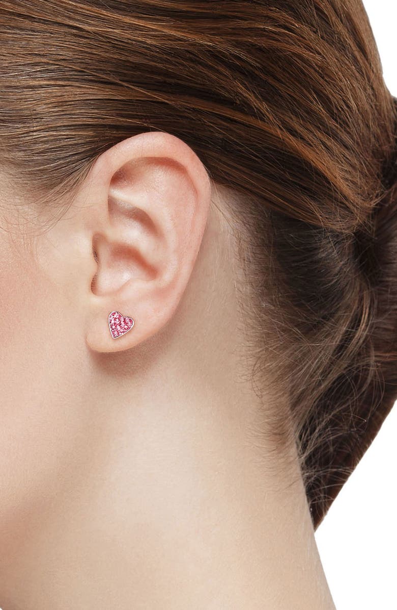 Lily Nily Kids' Set of 3 Crystal Heart Stud Earrings, Alternate, color, Pink Multi