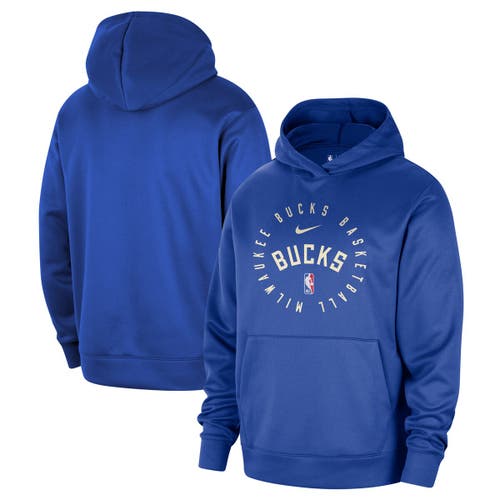 Nike Royal Milwaukee Bucks 2024/25 Spotlight On-court Practice Performance Pullover Hoodie