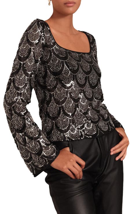 Sequin Geometric Top