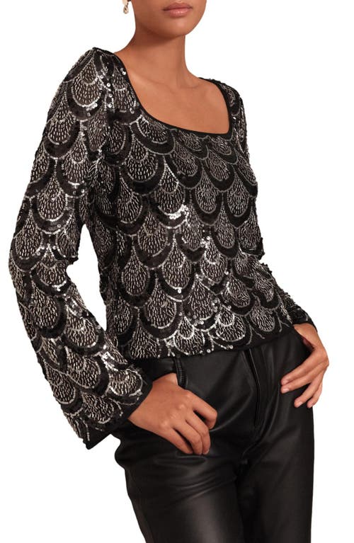Next Sequin Geometric Top In Black