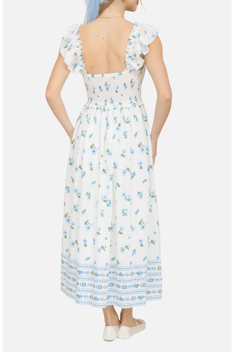 Floral Ruffle Fit & Flare Midi Dress, Alternate, color, BLUE MULTI