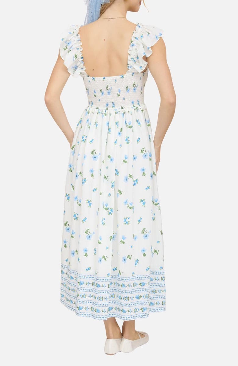 Blu Pepper Floral Ruffle Fit & Flare Midi Dress, Alternate, color, Blue Multi