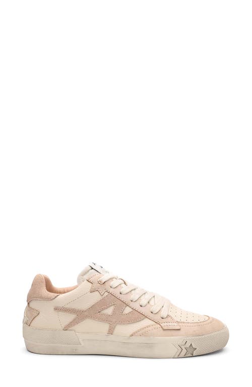 Ash Ivory White Calf Leather Moonlight Stud Sneakers In Cuoio/talc/silver