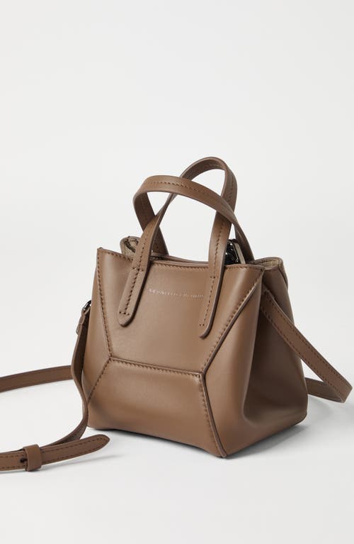 Brunello Cucinelli Calfskin Mini Bc Duo Bag In Brown