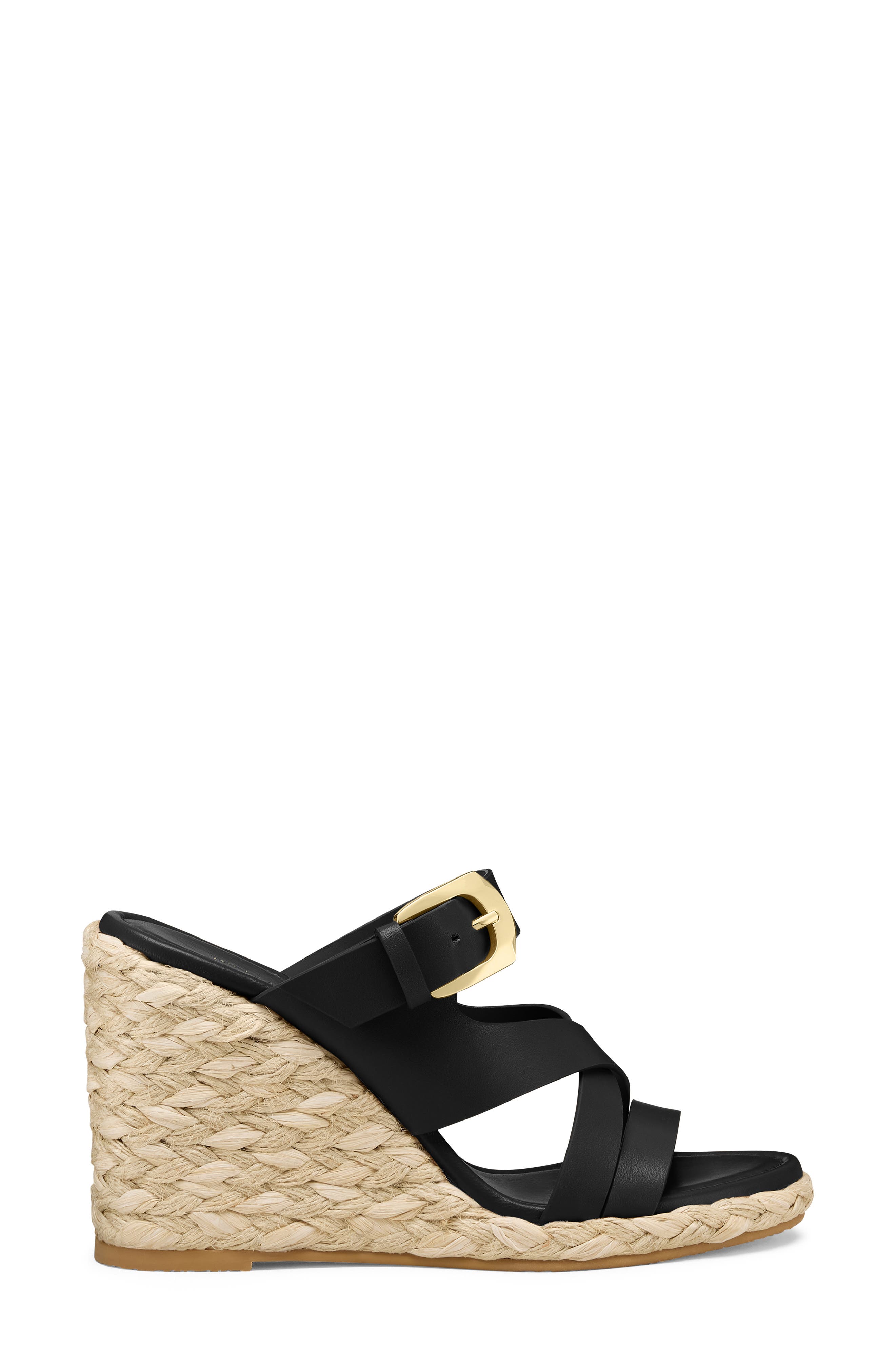Stuart Weitzman Sai Espadrille Wedge Sandal, Alternate, color, Black
