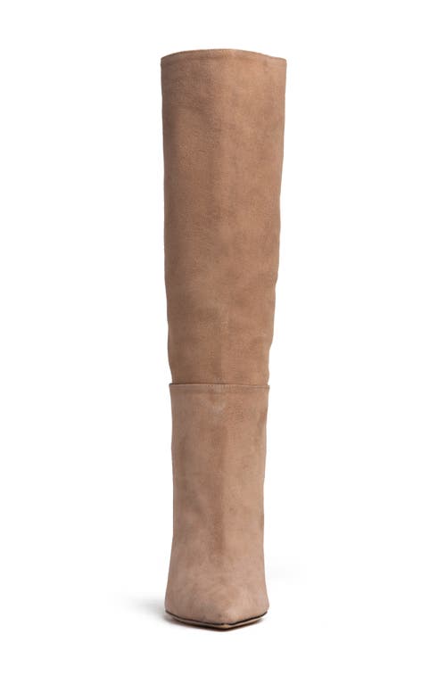 Beautiisoles Yara Pointed Toe Knee High Boot In Sand