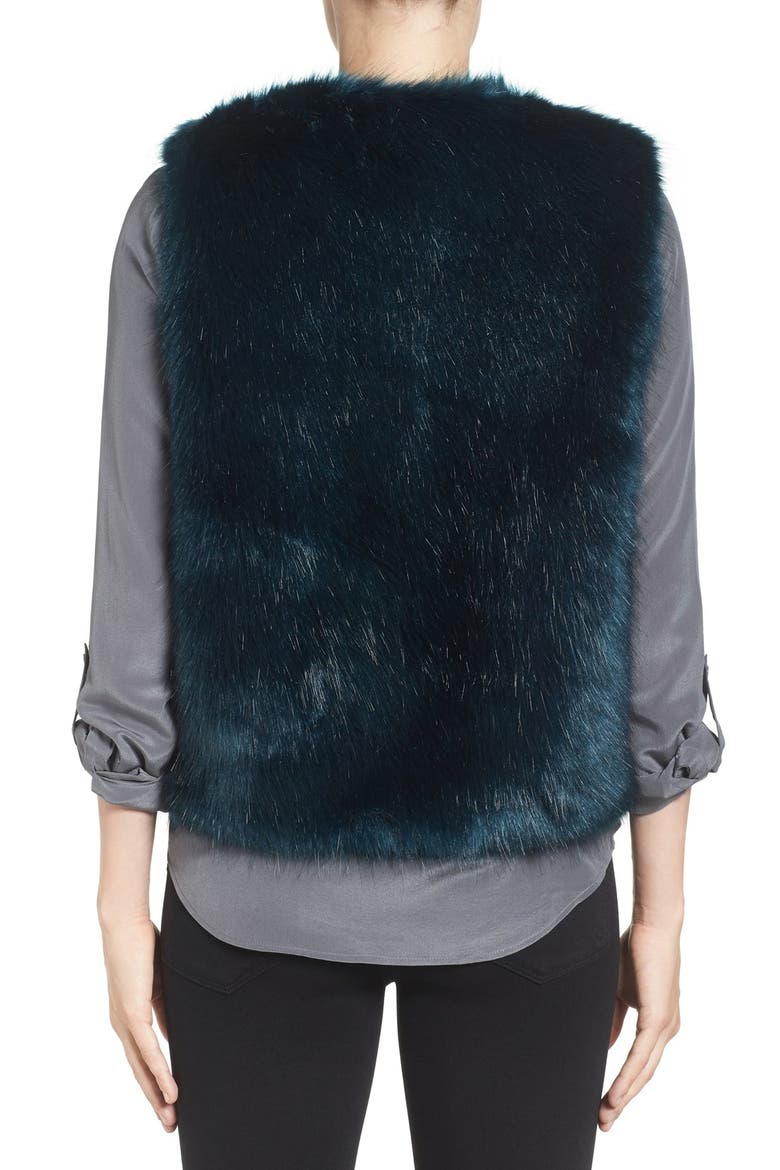 Faux Fur Vest, Alternate, color, TURQUOISE