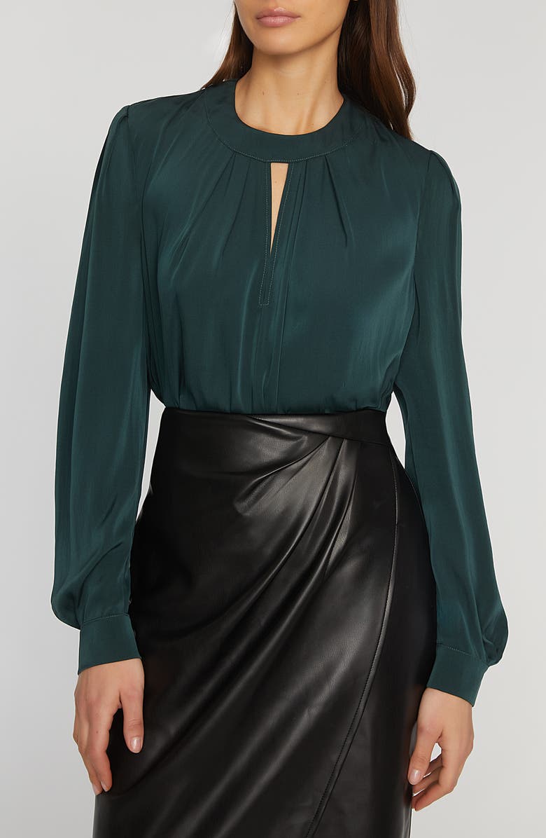 Elie Tahari The Bethany Stretch Silk Blouse, Alternate, color, Juniper