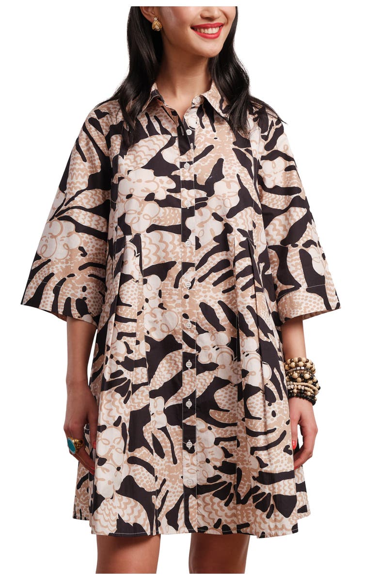 Frances Valentine Isla Shirtdress Sketchy Jungle, Main, color, Taupe/Black