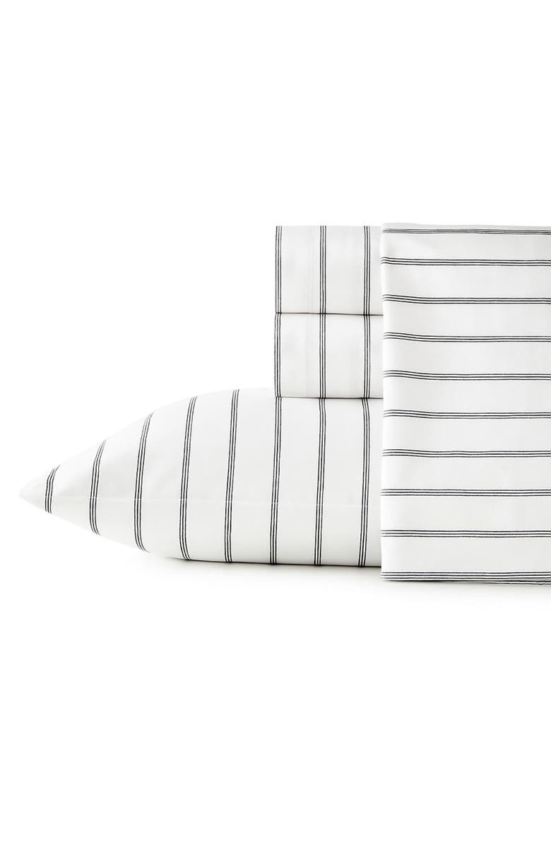 STONE COTTAGE Trenton Stripe 200 Thread Count Cotton Percale Sheet Set, Main, color, Light Pastel Grey