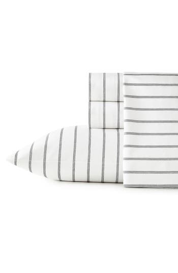Stone Cottage Trenton Stripe 200 Thread Count Cotton Percale Sheet Set In White