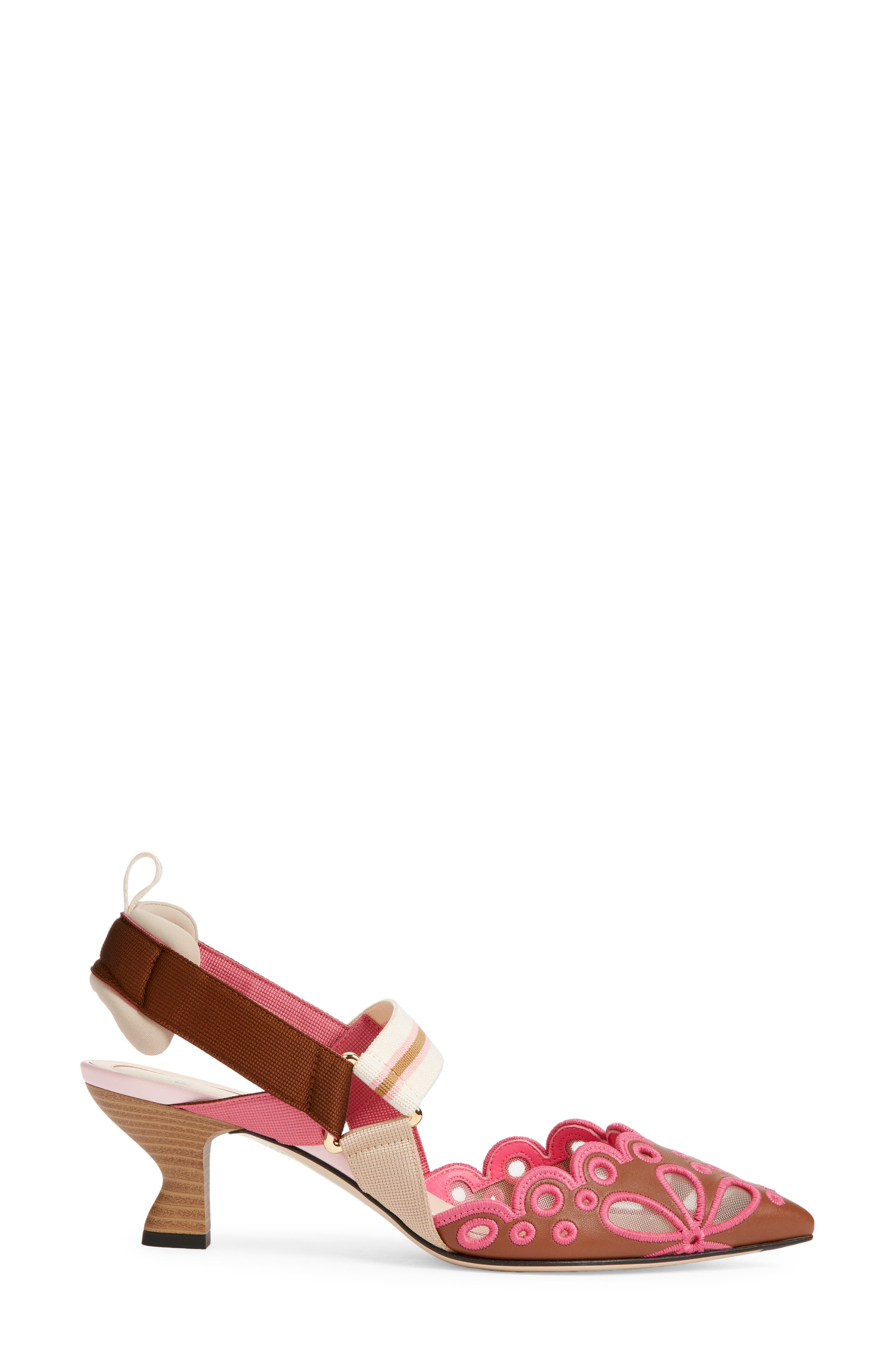 Fendi Colibrì Embroidered Slingback Pump, Alternate, color, F1vp2 Sellier Surfinia