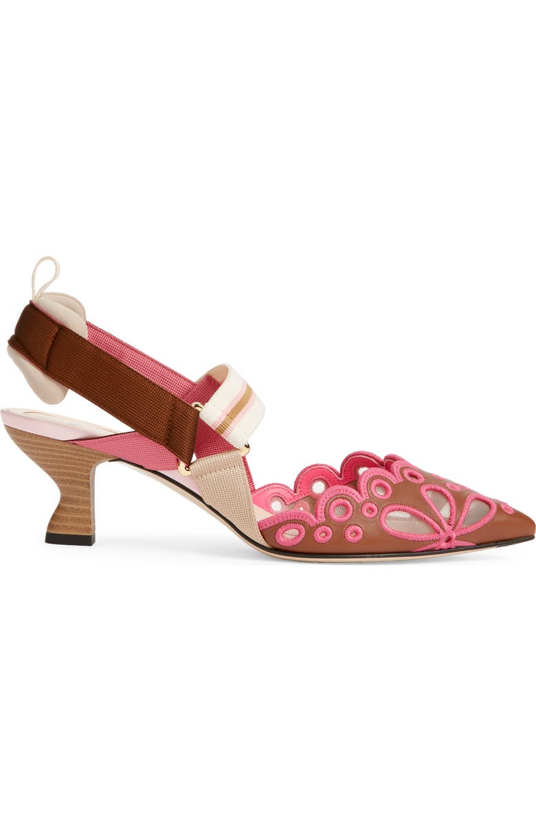 Fendi Colibrì Embroidered Slingback Pump, Alternate, color, F1vp2 Sellier Surfinia