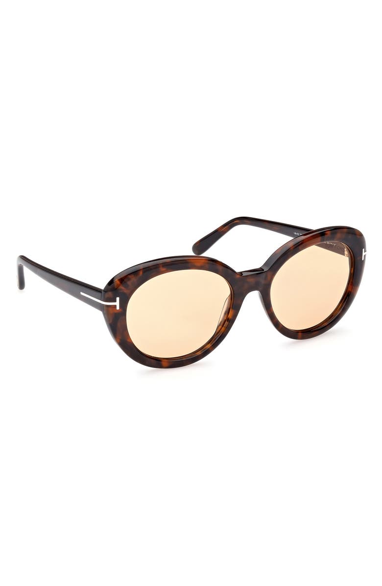 TOM FORD Lily-02 55mm Tinted Cat Eye Sunglasses, Alternate, color, Dark Havana / Brown