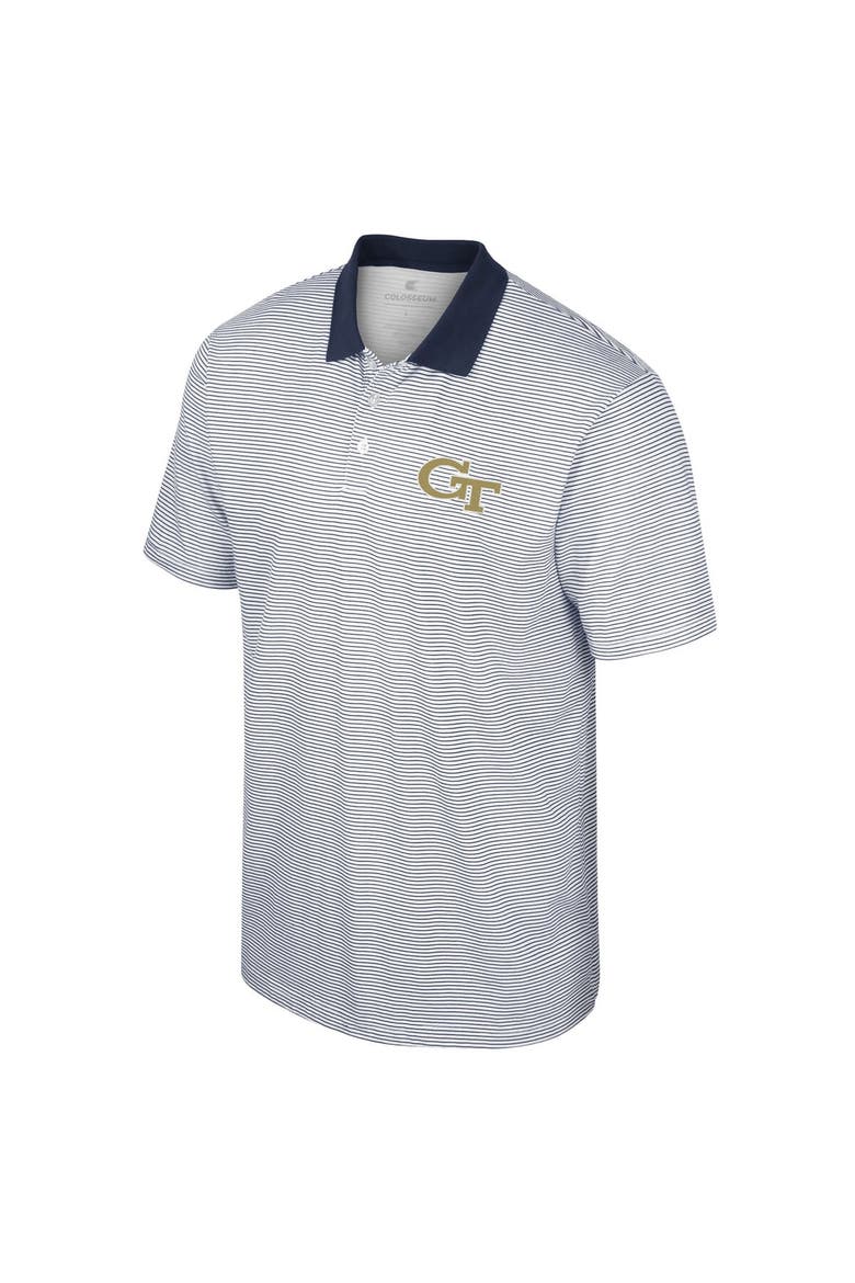Men's Colosseum White/Navy Georgia Tech Yellow Jackets Print Stripe Polo, Alternate, color, White
