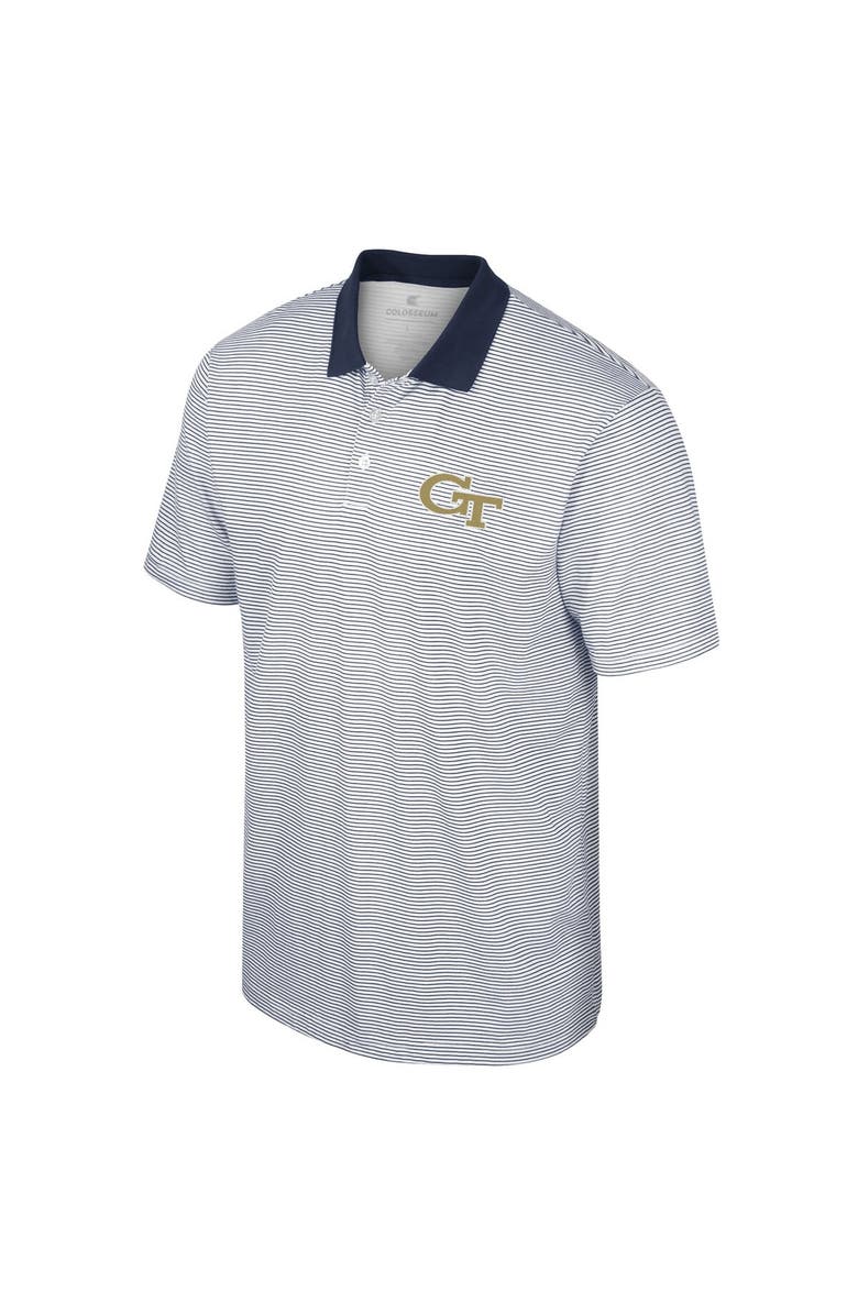 COLOSSEUM Men's Colosseum White/Navy Georgia Tech Yellow Jackets Print Stripe Polo, Alternate, color, 