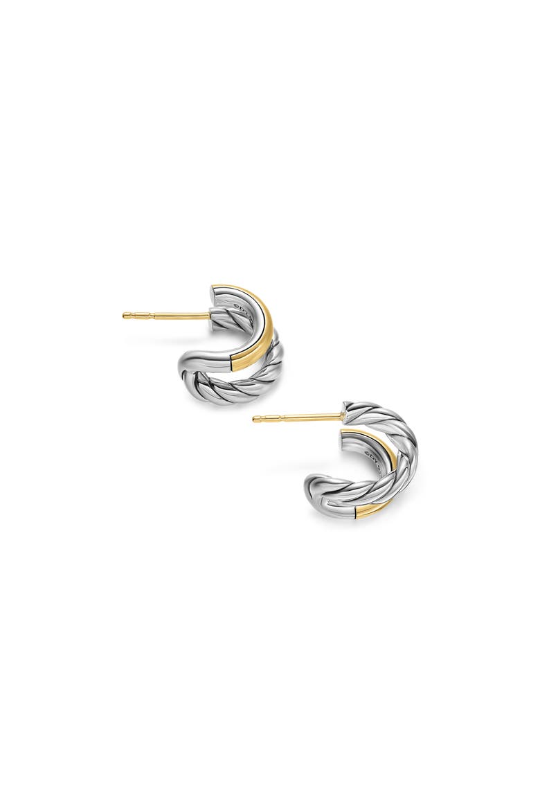 DY Mercer® Double Hoop Huggie Earrings in Sterling Silver with 18K Yellow Gold, 7.8mm, Alternate, color, SILVER/ GOLD