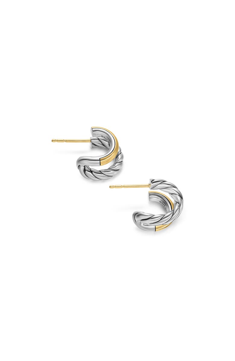 David Yurman DY Mercer<sup>®</sup> Double Hoop Huggie Earrings in Sterling Silver with 18K Yellow Gold, 7.8mm, Alternate, color, Silver/ Gold