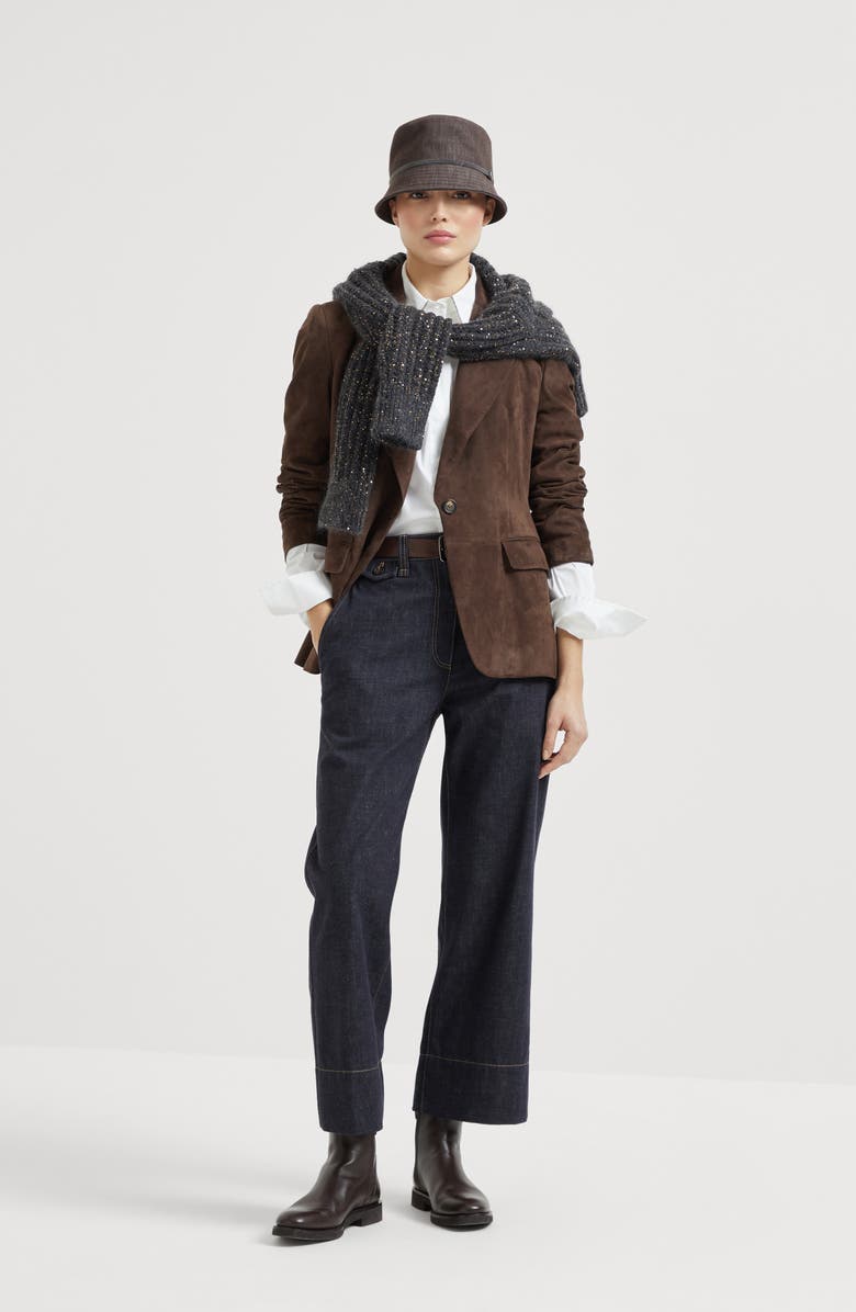 Brunello Cucinelli Sartorial square trousers, Alternate, color, Dark Denim