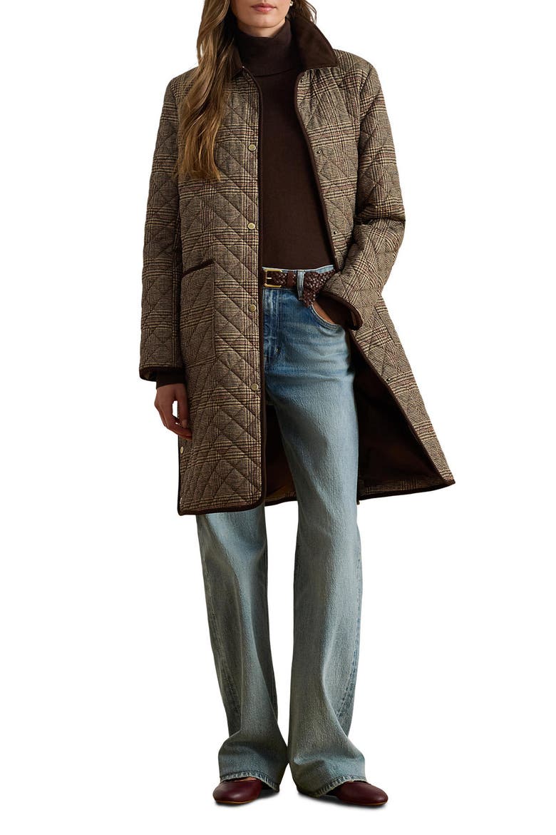 Glen Plaid Quilted Coat, Main, color, HERITAGE PLAID