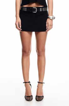 LIONESS North Night Low Rise Rib Cotton Miniskirt