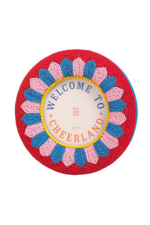 Dadri Round Decorative  Beaded Wood Frame Cheerland 7 In